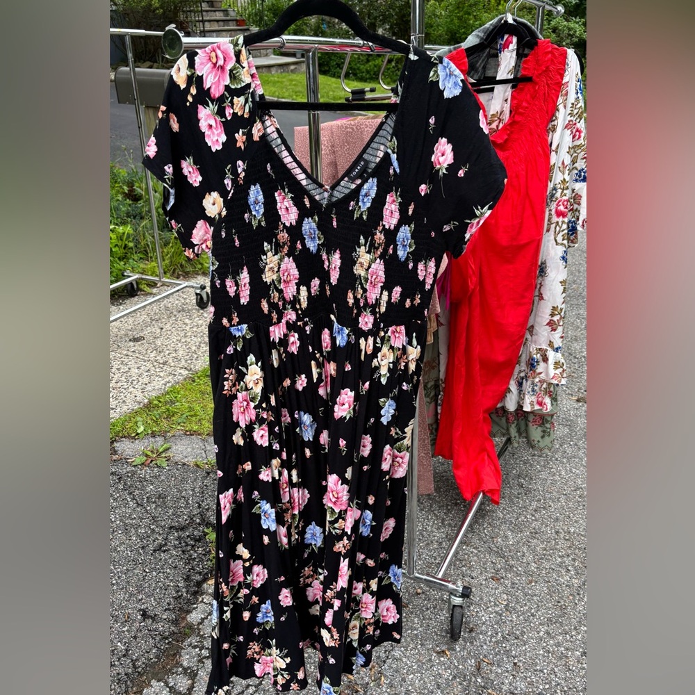 Torrid Smocked Floral Dress with Pockets